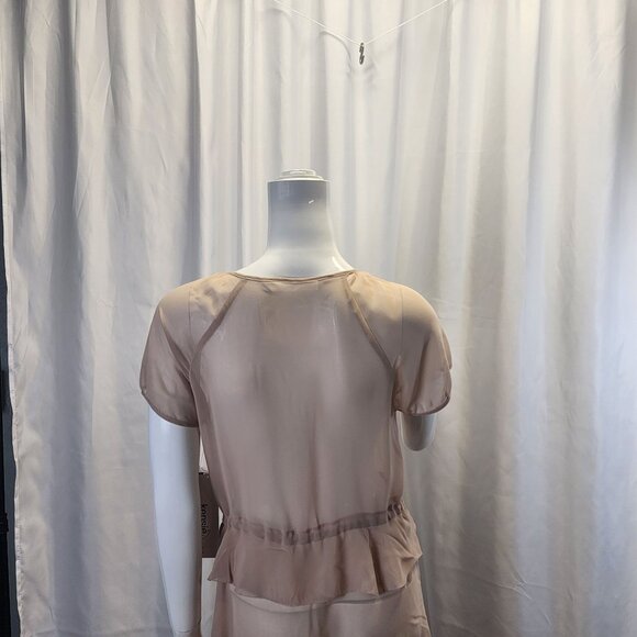 Kensie NWT Sheer Button-Down Dress With Drawstring Waist & Ruffle Hem Size 6 - Picture 13 of 16